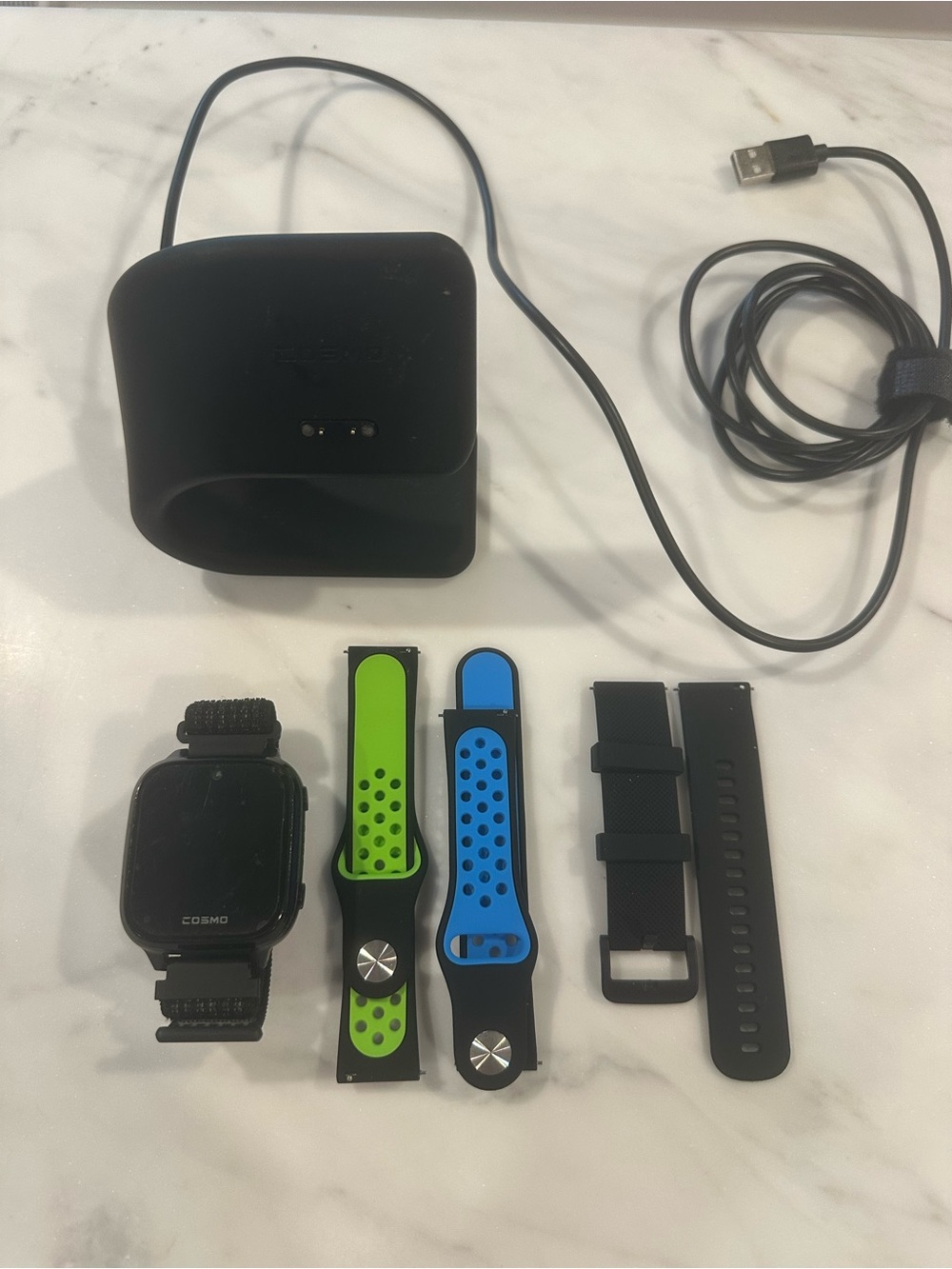 Cosmo Jr Tracker 4 Smartwatch with Multiple Sport Bands and Charger Dock